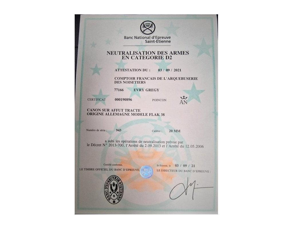 Catalogue Magasin NEUTRA DECO UE 2021 WW2 CANON 20mm FLAK MODÈLE 38 1943 Calibre 20 MM FLAK 1938 & ACCESSOIRES {PRODUCT_REFERE