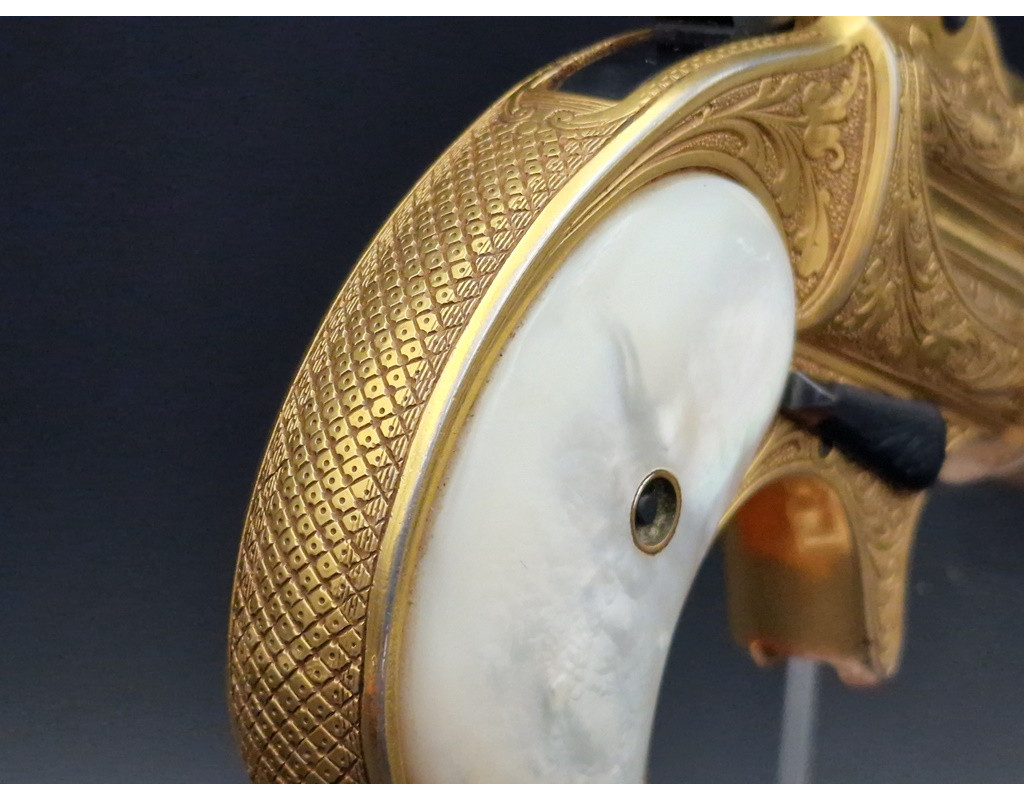 Catalogue Magasin LUXUEUX PISTOLET REMINGTON DOUBLE DERRINGER Gravé Doré en COFFRET Calibre 41RF RIMFIRE - US XIXè {PRODUCT_REF