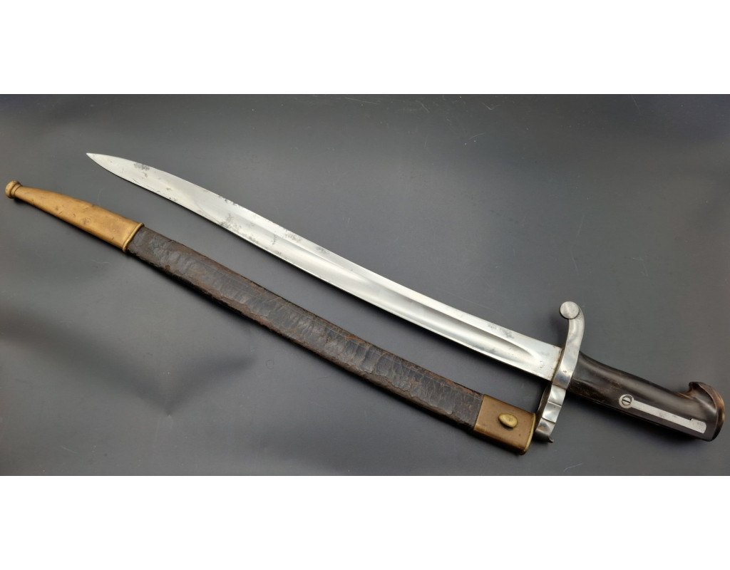 Militaria BAIONNETTE CHASSE JUXTAPOSÉ À LAME YATAGAN CONTRE TRANCHANT vers 1860 - FRANCE XIXè - 6