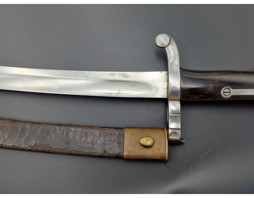 Militaria BAIONNETTE CHASSE JUXTAPOSÉ À LAME YATAGAN CONTRE TRANCHANT vers 1860 - FRANCE XIXè - 8