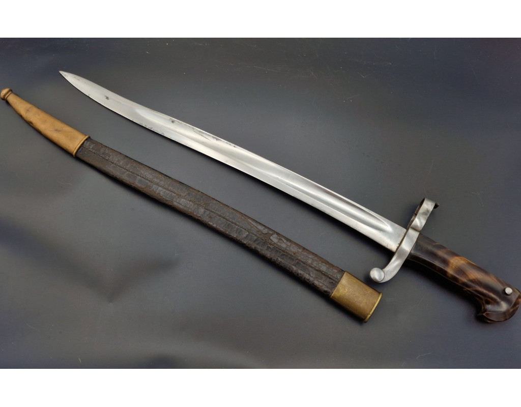 Militaria BAIONNETTE CHASSE JUXTAPOSÉ À LAME YATAGAN CONTRE TRANCHANT vers 1860 - FRANCE XIXè - 11