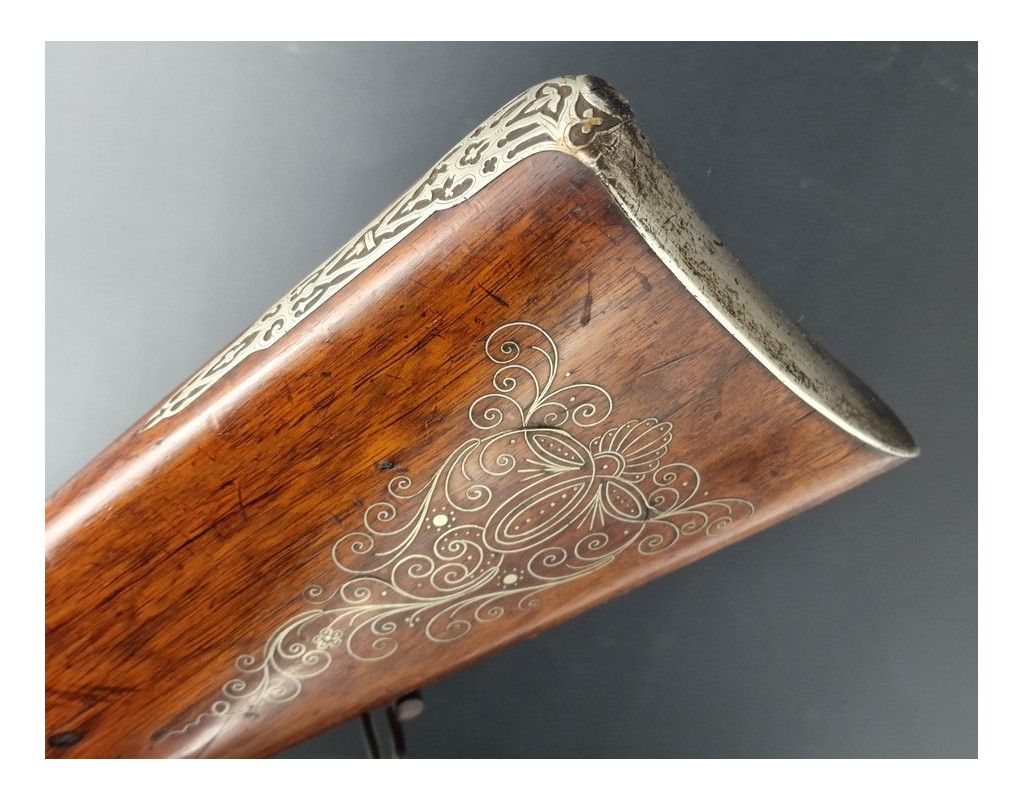 Armes Longues LUXUEUX LONG FUSIL CANARDIER A PERCUSSION PAR LACHAT A SAINT ETIENNE CALIBRE 17,2mm - FRANCE XIXè - 8