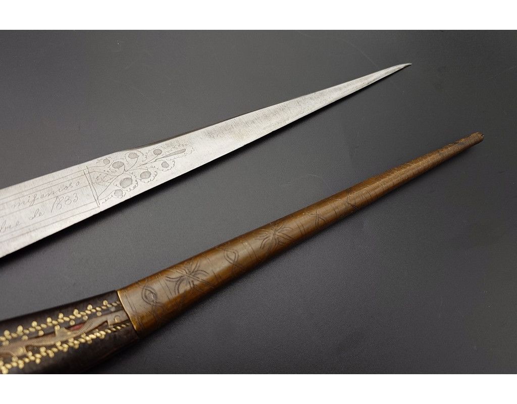 Coutellerie IMPOSANT COUTEAU PLIANT NAVAJA CATALAN ESPAGNOL CATALOGNE DU SUD 89CM DATE 1883 - ESPAGNE XIXè - 5