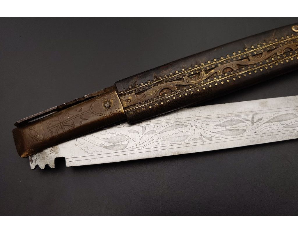 Coutellerie IMPOSANT COUTEAU PLIANT NAVAJA CATALAN ESPAGNOL CATALOGNE DU SUD 89CM DATE 1883 - ESPAGNE XIXè - 6