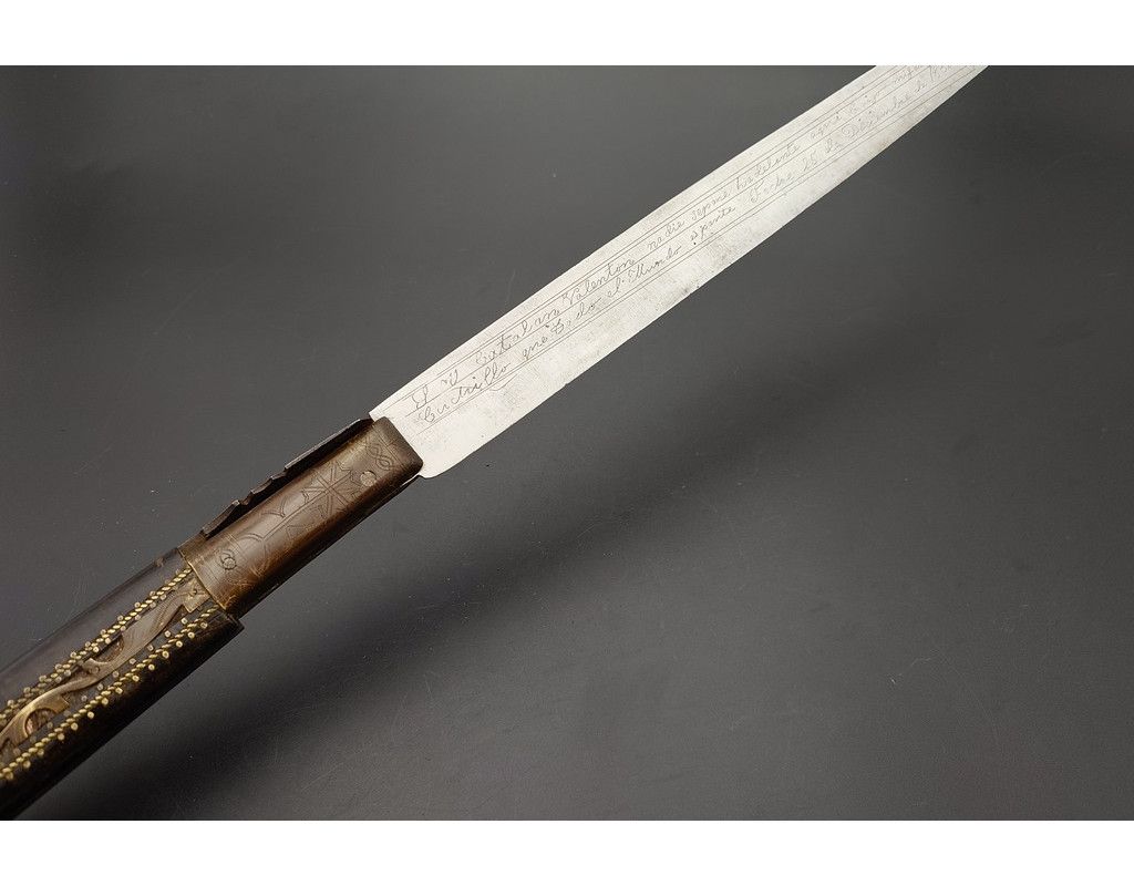 Coutellerie IMPOSANT COUTEAU PLIANT NAVAJA CATALAN ESPAGNOL CATALOGNE DU SUD 89CM DATE 1883 - ESPAGNE XIXè - 13