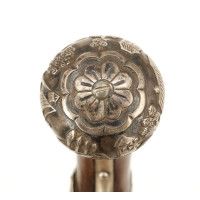 Armes de Poing LONG PISTOLET À SILEX ITALIEN 18è SIGNÉ BERNARDINO POUR L'EXPORT - MONTURES en ARGENT 406-90-1 - 3
