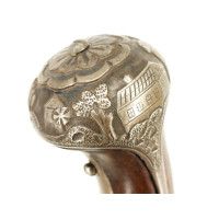 Armes de Poing LONG PISTOLET À SILEX ITALIEN 18è SIGNÉ BERNARDINO POUR L'EXPORT - MONTURES en ARGENT 406-90-1 - 5