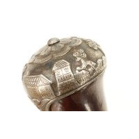 Armes de Poing LONG PISTOLET À SILEX ITALIEN 18è SIGNÉ BERNARDINO POUR L'EXPORT - MONTURES en ARGENT 406-90-1 - 6