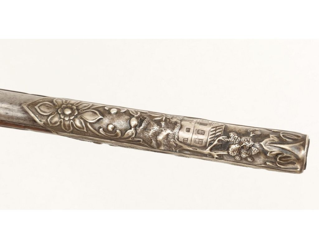 Armes de Poing LONG PISTOLET À SILEX ITALIEN 18è SIGNÉ BERNARDINO POUR L'EXPORT - MONTURES en ARGENT 406-90-1 - 10