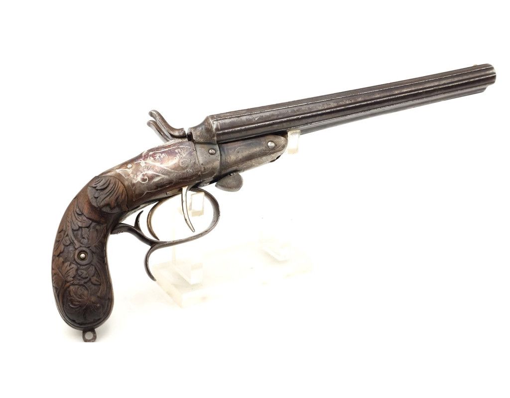 Armes de Poing PISTOLET DE VÉNERIE JUXTAPOSÉ À CHIENS EXTÉRIEURS CALIBRE 12mm/50 ÉMILIO LAPORT & Cia RIO DE JANEIRO 1896-1919 -
