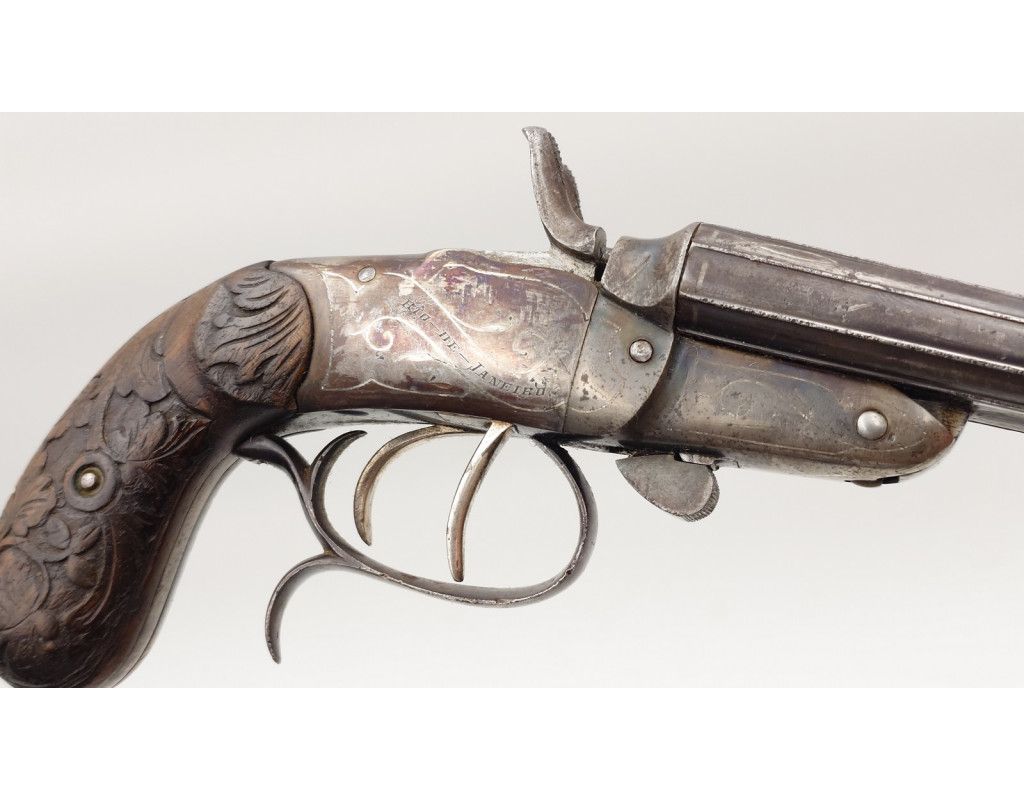 Armes de Poing PISTOLET DE VÉNERIE JUXTAPOSÉ À CHIENS EXTÉRIEURS CALIBRE 12mm/50 ÉMILIO LAPORT & Cia RIO DE JANEIRO 1896-1919 -