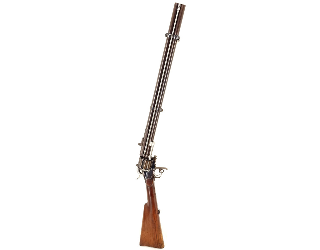 Armes d'Épaule EXCEPTIONNELLE CARABINE COLONEL LEMAT CALIBRE 11MM & 20/50 PERCUSSION CENTRALE FINITION D'ORIGINE BLEU C004155-10