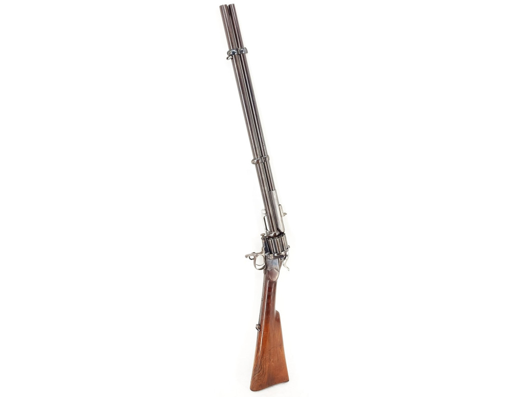 Armes d'Épaule EXCEPTIONNELLE CARABINE COLONEL LEMAT CALIBRE 11MM & 20/50 PERCUSSION CENTRALE FINITION D'ORIGINE BLEU C004155-10