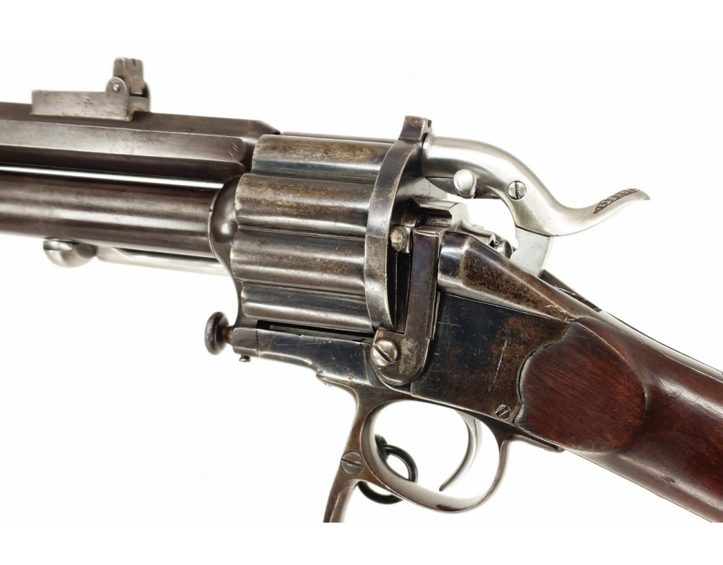 Armes d'Épaule EXCEPTIONNELLE CARABINE COLONEL LEMAT CALIBRE 11MM & 20/50 PERCUSSION CENTRALE FINITION D'ORIGINE BLEU C004155-10