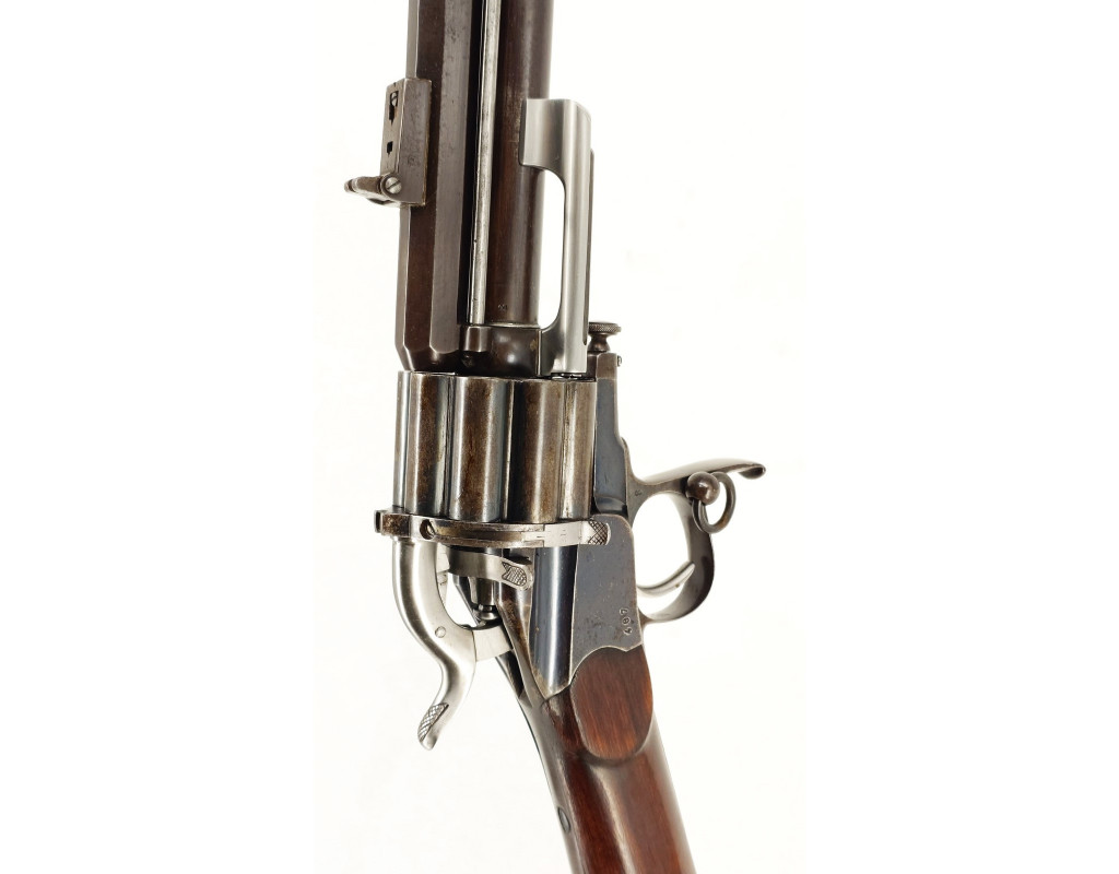 Armes d'Épaule EXCEPTIONNELLE CARABINE COLONEL LEMAT CALIBRE 11MM & 20/50 PERCUSSION CENTRALE FINITION D'ORIGINE BLEU C004155-10
