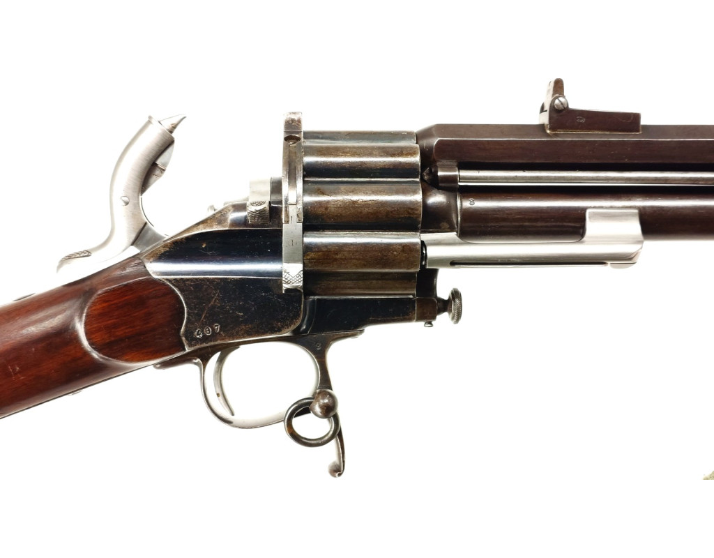 Armes d'Épaule EXCEPTIONNELLE CARABINE COLONEL LEMAT CALIBRE 11MM & 20/50 PERCUSSION CENTRALE FINITION D'ORIGINE BLEU C004155-10