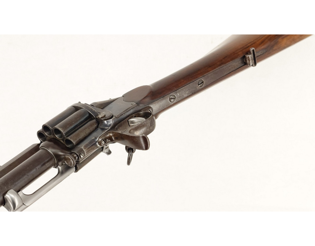Armes d'Épaule EXCEPTIONNELLE CARABINE COLONEL LEMAT CALIBRE 11MM & 20/50 PERCUSSION CENTRALE FINITION D'ORIGINE BLEU C004155-10