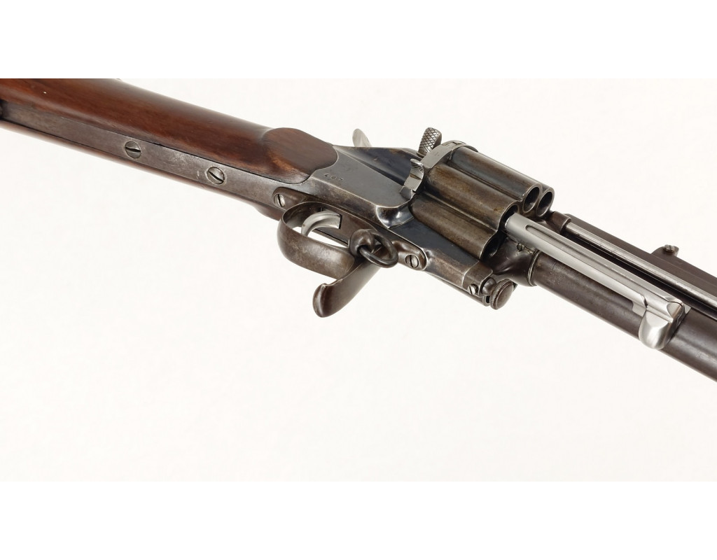 Armes d'Épaule EXCEPTIONNELLE CARABINE COLONEL LEMAT CALIBRE 11MM & 20/50 PERCUSSION CENTRALE FINITION D'ORIGINE BLEU C004155-10