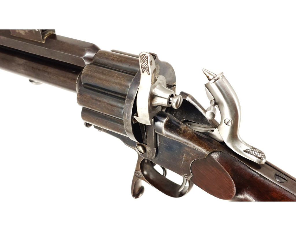 Armes d'Épaule EXCEPTIONNELLE CARABINE COLONEL LEMAT CALIBRE 11MM & 20/50 PERCUSSION CENTRALE FINITION D'ORIGINE BLEU C004155-10