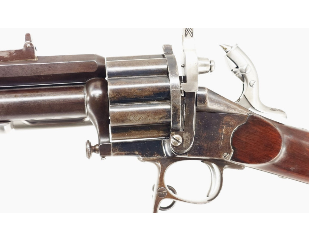 Armes d'Épaule EXCEPTIONNELLE CARABINE COLONEL LEMAT CALIBRE 11MM & 20/50 PERCUSSION CENTRALE FINITION D'ORIGINE BLEU C004155-10