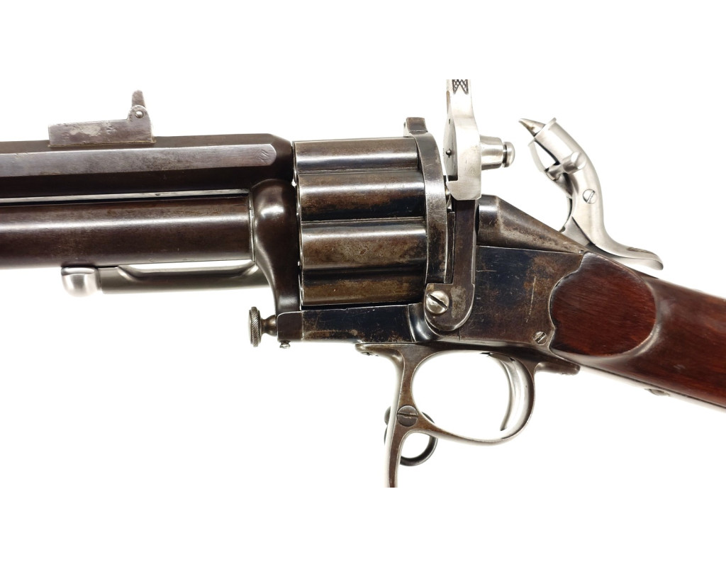 Armes d'Épaule EXCEPTIONNELLE CARABINE COLONEL LEMAT CALIBRE 11MM & 20/50 PERCUSSION CENTRALE FINITION D'ORIGINE BLEU C004155-10