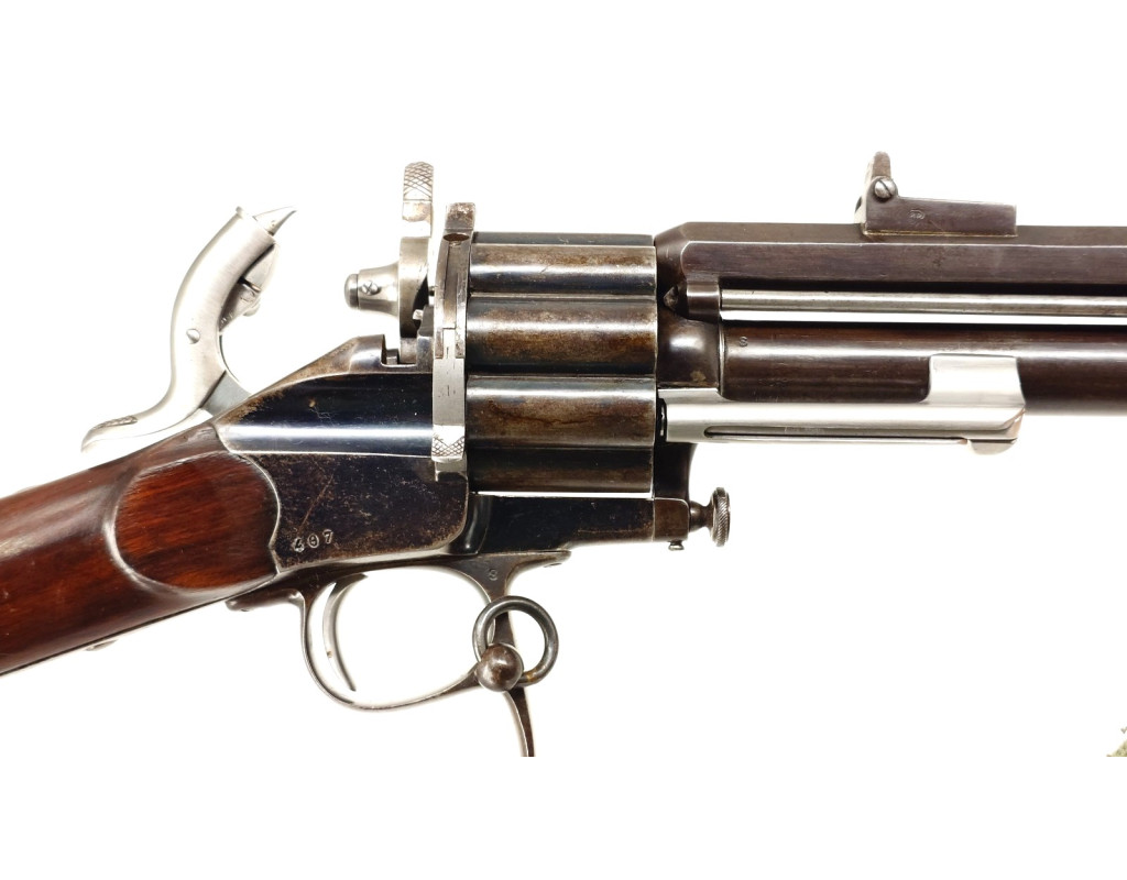 Armes d'Épaule EXCEPTIONNELLE CARABINE COLONEL LEMAT CALIBRE 11MM & 20/50 PERCUSSION CENTRALE FINITION D'ORIGINE BLEU C004155-10