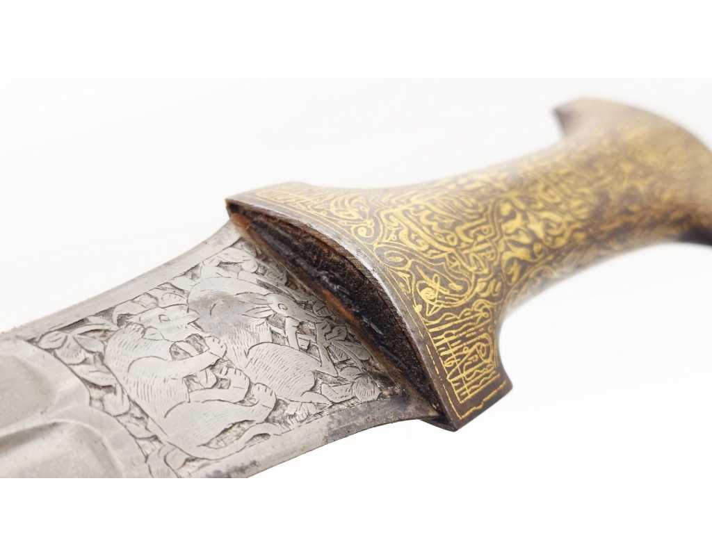 Armes Blanches POIGNARD COURBE DE PERSE KANDJAR DAMAS WOOTZ PERSIAN OTTOMAN DAGGER XIXè {PRODUCT_REFERENCE} - 13