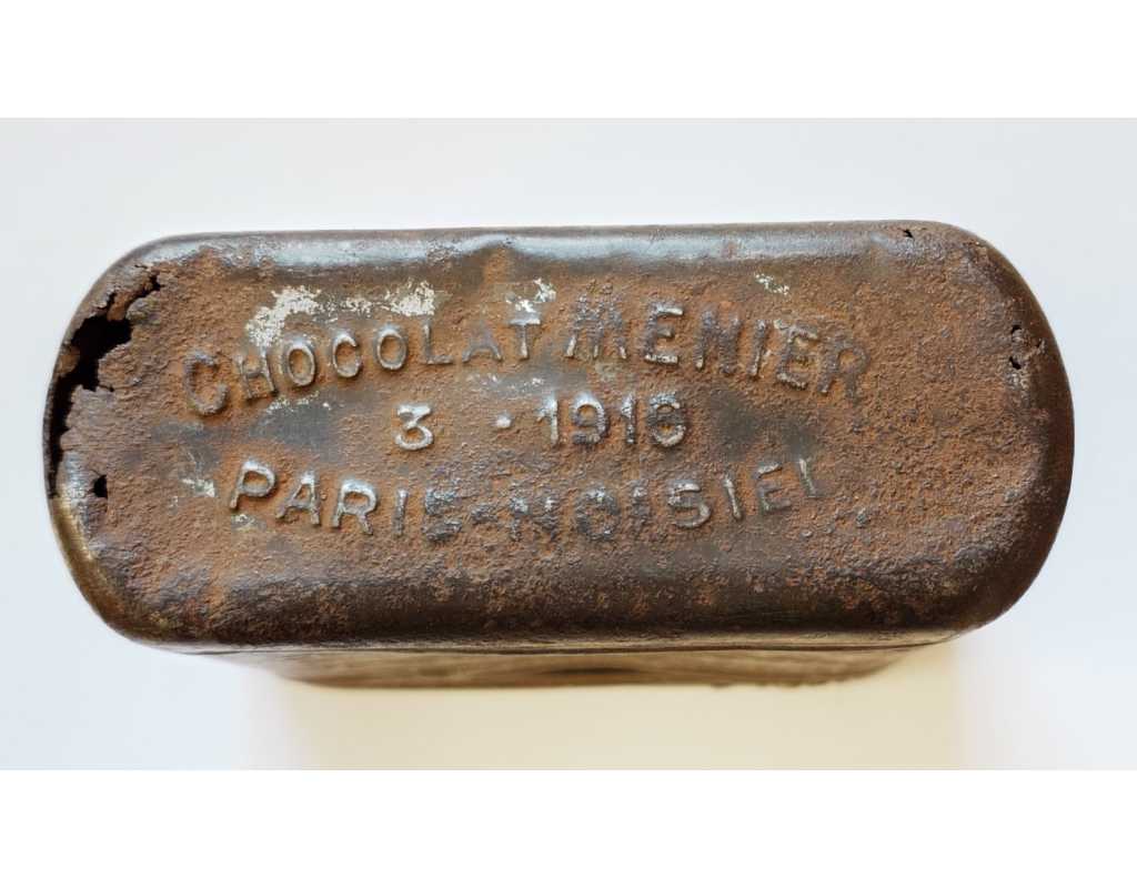 Militaria BOITE DE CHOCALAT MEUNIER NOISIEL 77 VIVRE DE RESERVE MILITAIRE 14-18 POILU MARS 1916 - FRANCE WW1 PREMIERE GUERRE MON