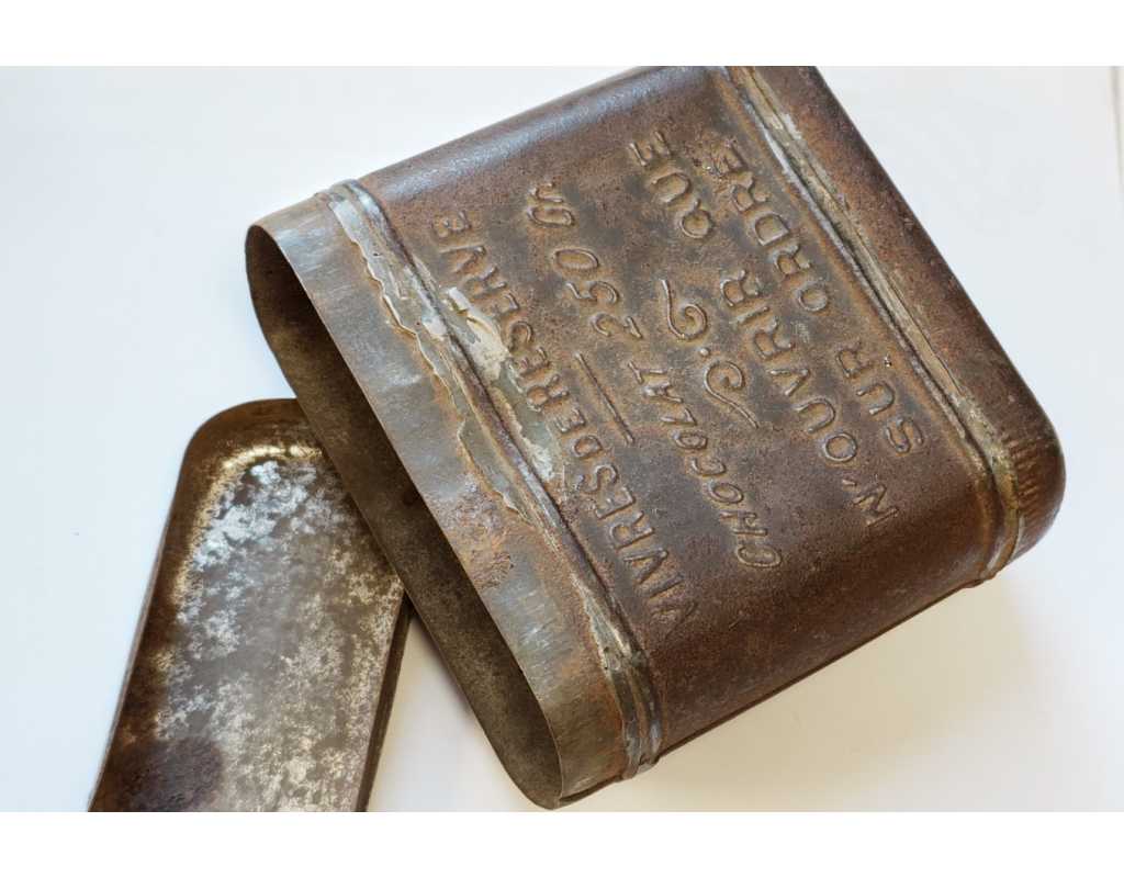 Militaria BOITE DE CHOCALAT MEUNIER NOISIEL 77 VIVRE DE RESERVE MILITAIRE 14-18 POILU MARS 1916 - FRANCE WW1 PREMIERE GUERRE MON