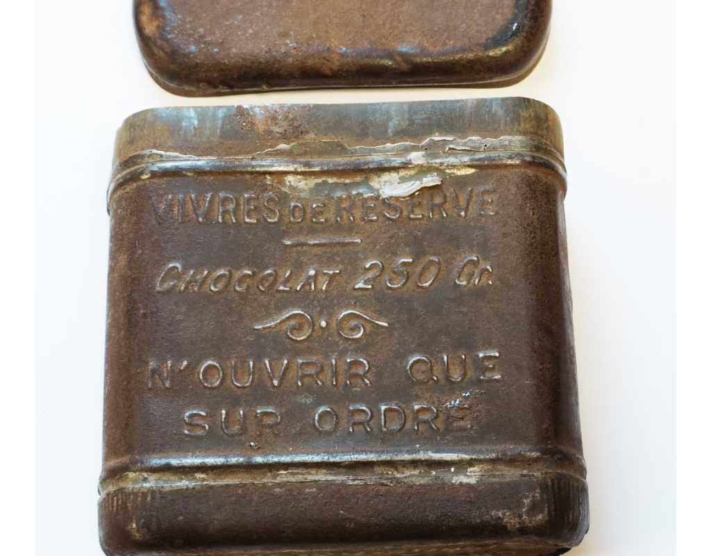 Militaria BOITE DE CHOCALAT MEUNIER NOISIEL 77 VIVRE DE RESERVE MILITAIRE 14-18 POILU MARS 1916 - FRANCE WW1 PREMIERE GUERRE MON
