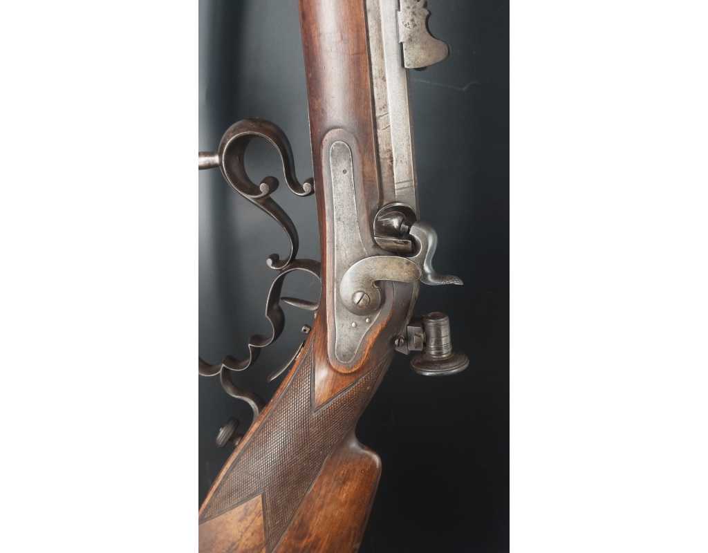 Armes Longues CARABINE DE TIR A PERCUSSION POUR GAUCHER CALIBRE 10.4MM PAR MANZONI A LUGANO vers 1850 - SUISSE XIXè {PRODUCT_