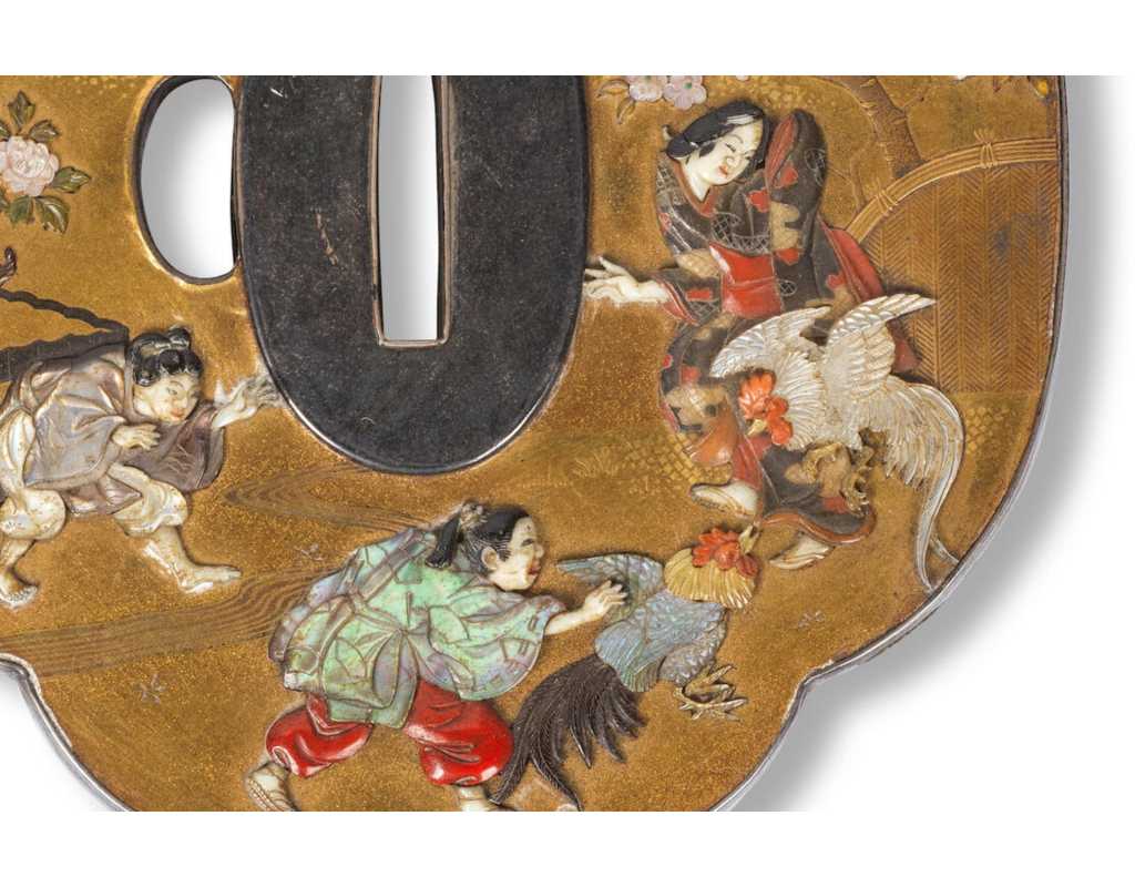 Art du Japon TSUBA SHIBAYAMA SIGNATURE DE YASUYOSHI ACTIF FIN XIXè - JAPON PERIODE MEIJI {PRODUCT_REFERENCE} - 4