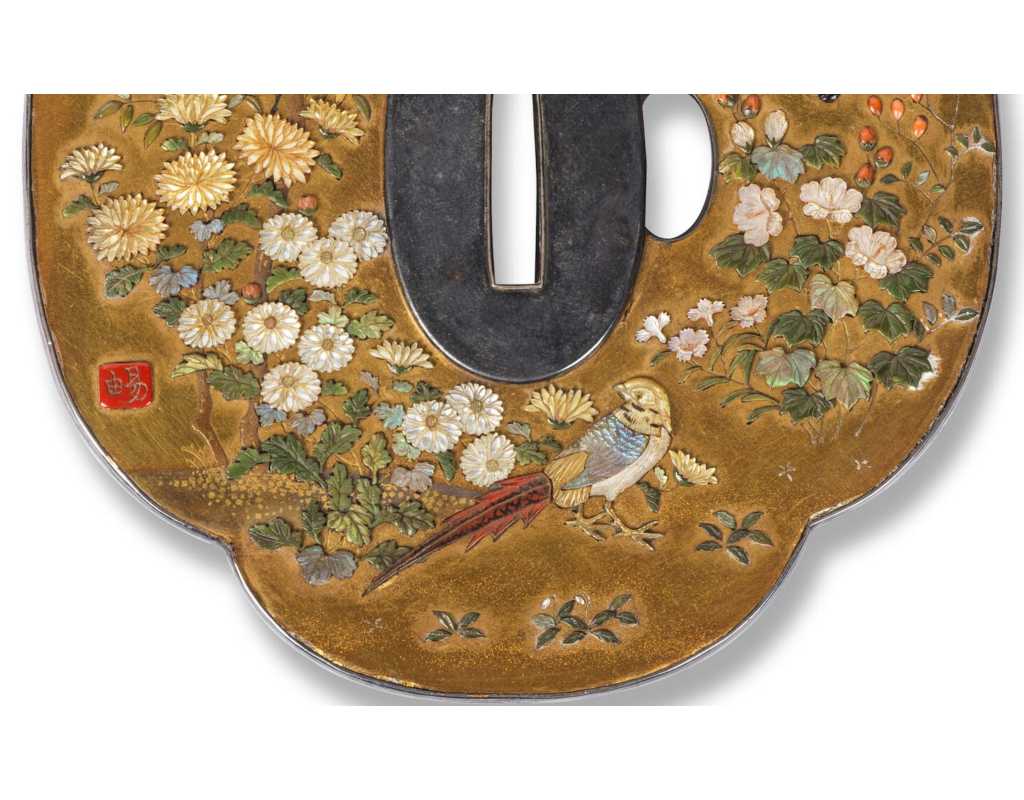 Art du Japon TSUBA SHIBAYAMA SIGNATURE DE YASUYOSHI ACTIF FIN XIXè - JAPON PERIODE MEIJI {PRODUCT_REFERENCE} - 7