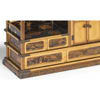 Art Japonais CHIGAIDANA LUXUEUX PETIT CABINET DE PRESENTATION EN LAQUE NASHIJI - JAPON MEIJI - 7