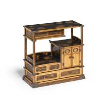 Art Japonais CHIGAIDANA LUXUEUX PETIT CABINET DE PRESENTATION EN LAQUE NASHIJI - JAPON MEIJI - 5