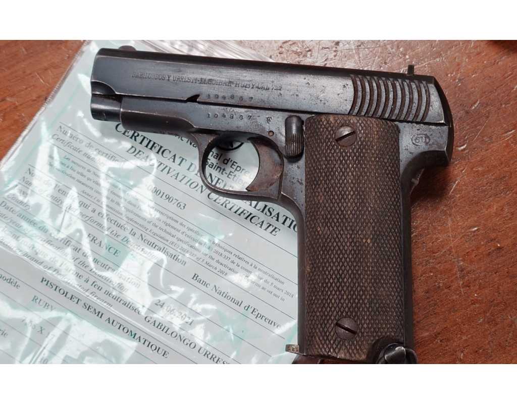 Armes Neutralisées PISTOLET RUBY WW1 SABILONDOS EIBAR NEUTRALISATION UE - FRANCE PREMIERE GUERRE MONDIALE {PRODUCT_REFERENCE} -