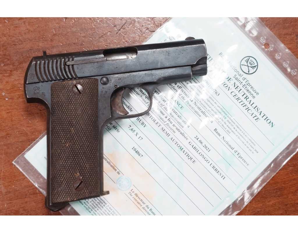Armes Neutralisées PISTOLET RUBY WW1 SABILONDOS EIBAR NEUTRALISATION UE - FRANCE PREMIERE GUERRE MONDIALE {PRODUCT_REFERENCE} -