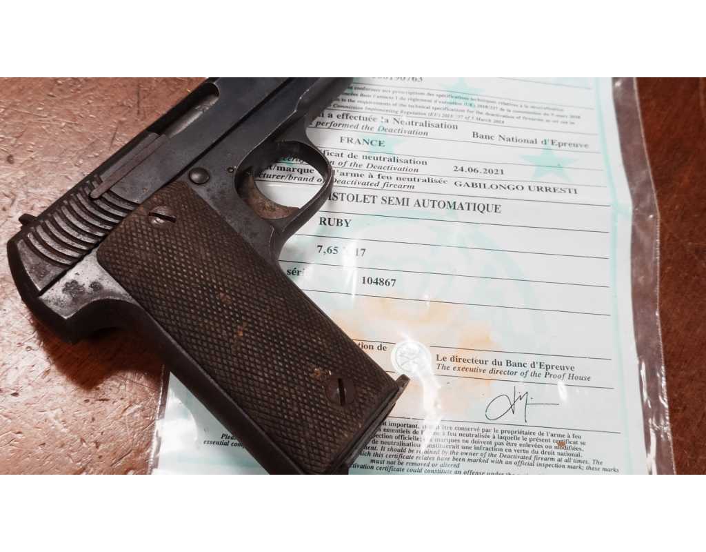 Armes Neutralisées PISTOLET RUBY WW1 SABILONDOS EIBAR NEUTRALISATION UE - FRANCE PREMIERE GUERRE MONDIALE {PRODUCT_REFERENCE} -