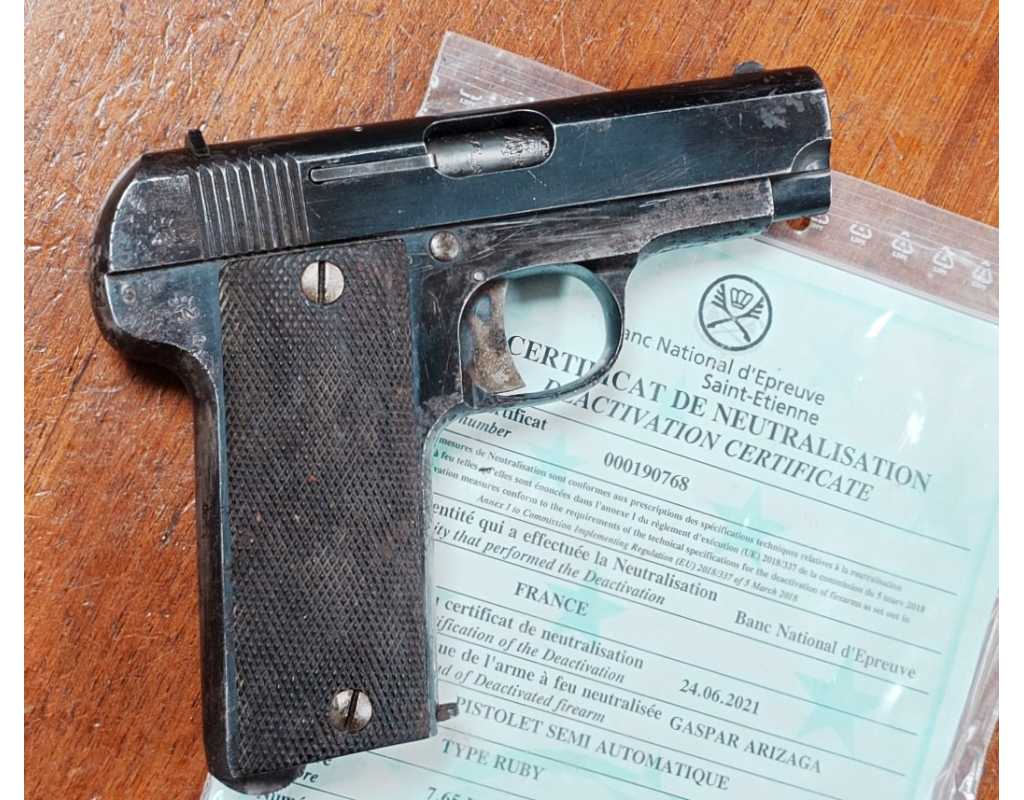 Armes Neutralisées PISTOLET RUBY WW1 GASPAR ARIZAGA EIBAR NEUTRALISATION UE - FRANCE PREMIERE GUERRE MONDIALE {PRODUCT_REFERENC