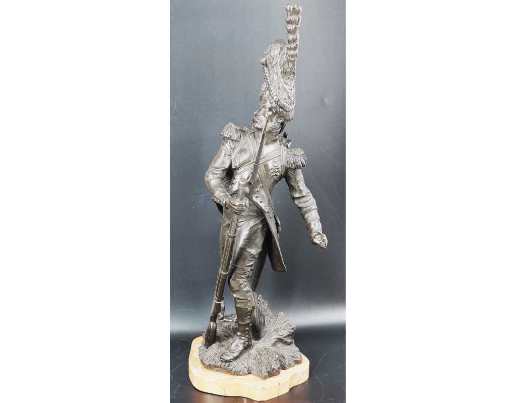 ANTIQUITES GRENADIER DE LA VIEILLE GARDE IMPEIRALE DE NAPOLEON Ier BRONZE SOLDAT PAR LUCA MADRASSI 1848 - 1919 {PRODUCT_REFERENC