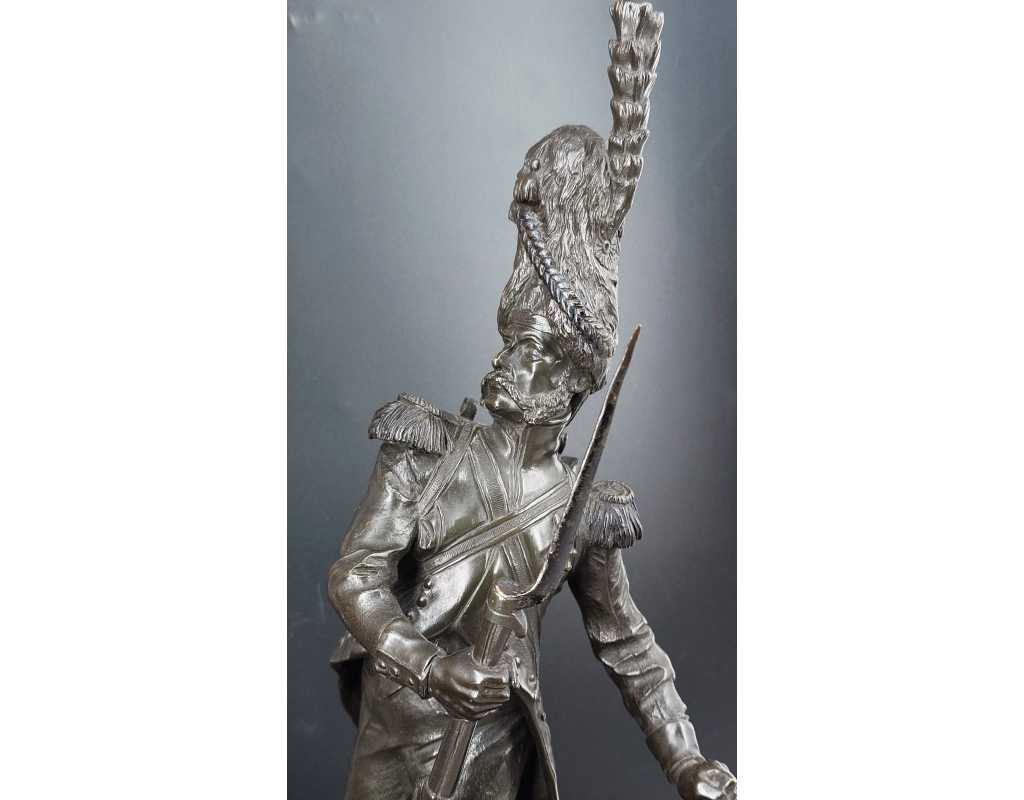 ANTIQUITES GRENADIER DE LA VIEILLE GARDE IMPEIRALE DE NAPOLEON Ier BRONZE SOLDAT PAR LUCA MADRASSI 1848 - 1919 {PRODUCT_REFERENC