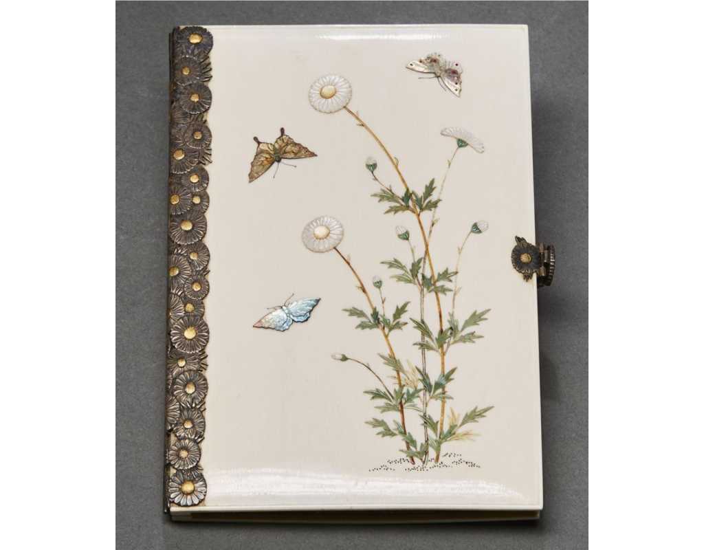 Art du Japon ÉTUI À CARTES SHIBAYAMA EN IVOIRE INCRUSTÉ DE NACRE JAPON MEIJI PERIODE 1868-1912 {PRODUCT_REFERENCE} - 1