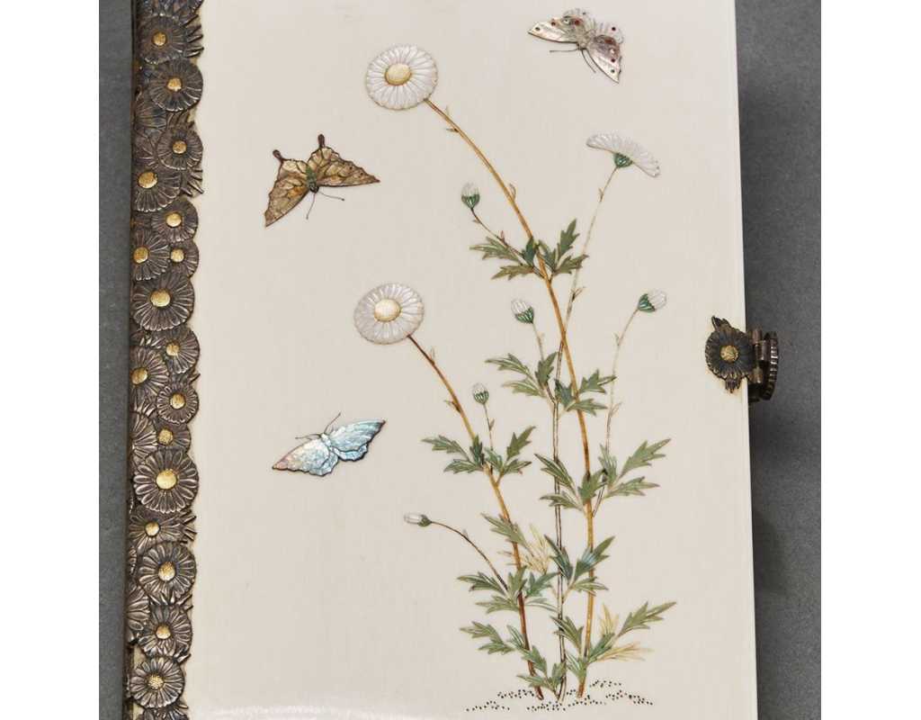 Art du Japon ÉTUI À CARTES SHIBAYAMA EN IVOIRE INCRUSTÉ DE NACRE JAPON MEIJI PERIODE 1868-1912 {PRODUCT_REFERENCE} - 4