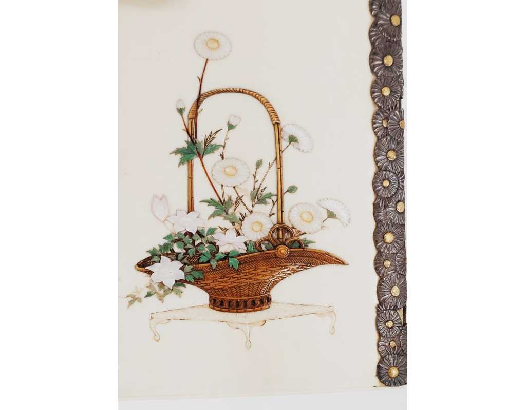 Art du Japon ÉTUI À CARTES SHIBAYAMA EN IVOIRE INCRUSTÉ DE NACRE JAPON MEIJI PERIODE 1868-1912 {PRODUCT_REFERENCE} - 5