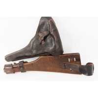 Militaria WW1 PLANCHETTE + ÉTUI CROSSE MILITAIRE POUR PISTOLET LUGER ARTILLERIE - ALLEMAGNE PREMIERE GUERRE MONDIALE - 18