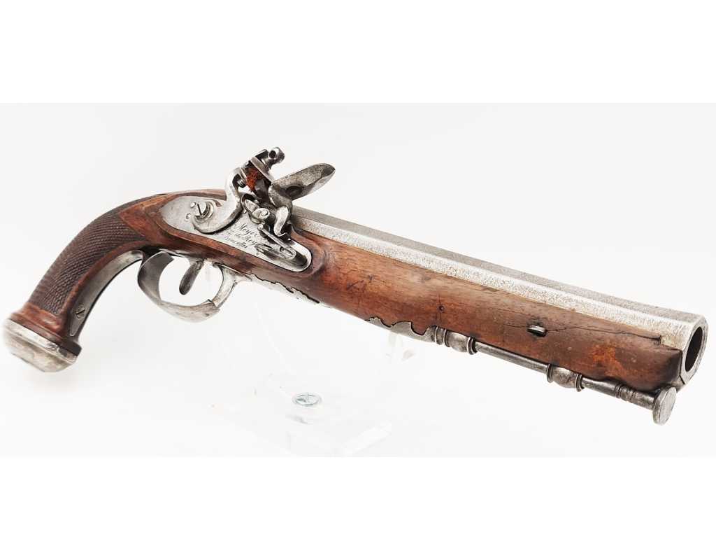 Armes de Poing PISTOLET D'OFFICIER À SILEX P. MEYER ARQUEBUSIER DU ROI À BRUXELLES ÉPOQUE DIRECTOIRE {PRODUCT_REFERENCE} - 1