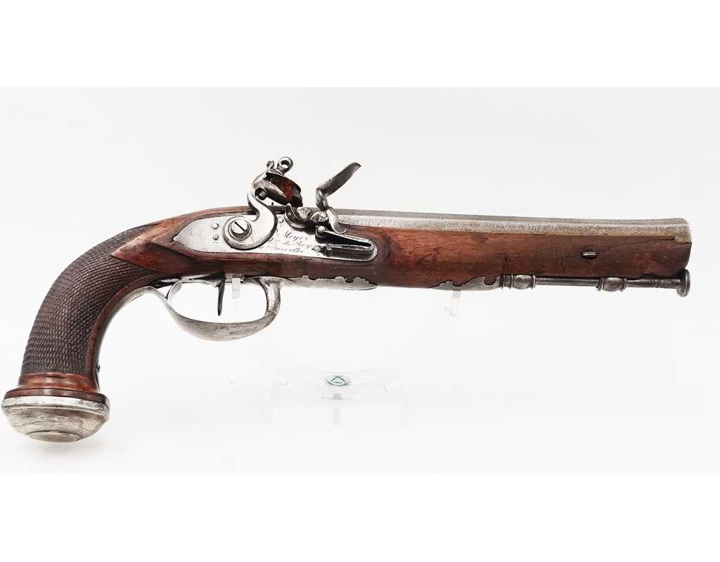 Armes de Poing PISTOLET D'OFFICIER À SILEX P. MEYER ARQUEBUSIER DU ROI À BRUXELLES ÉPOQUE DIRECTOIRE {PRODUCT_REFERENCE} - 2