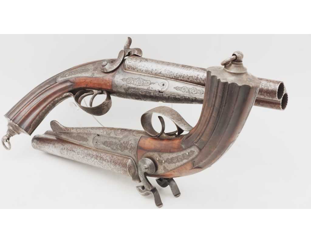 Armes de Poing PAIRE DE PISTOLETS DE VÉNERIE SYSTÈME LEFAUCHEUF CALIBRE BALLE RAYÉ 16/50 À BROCHE - FRANCE XIXè - 15