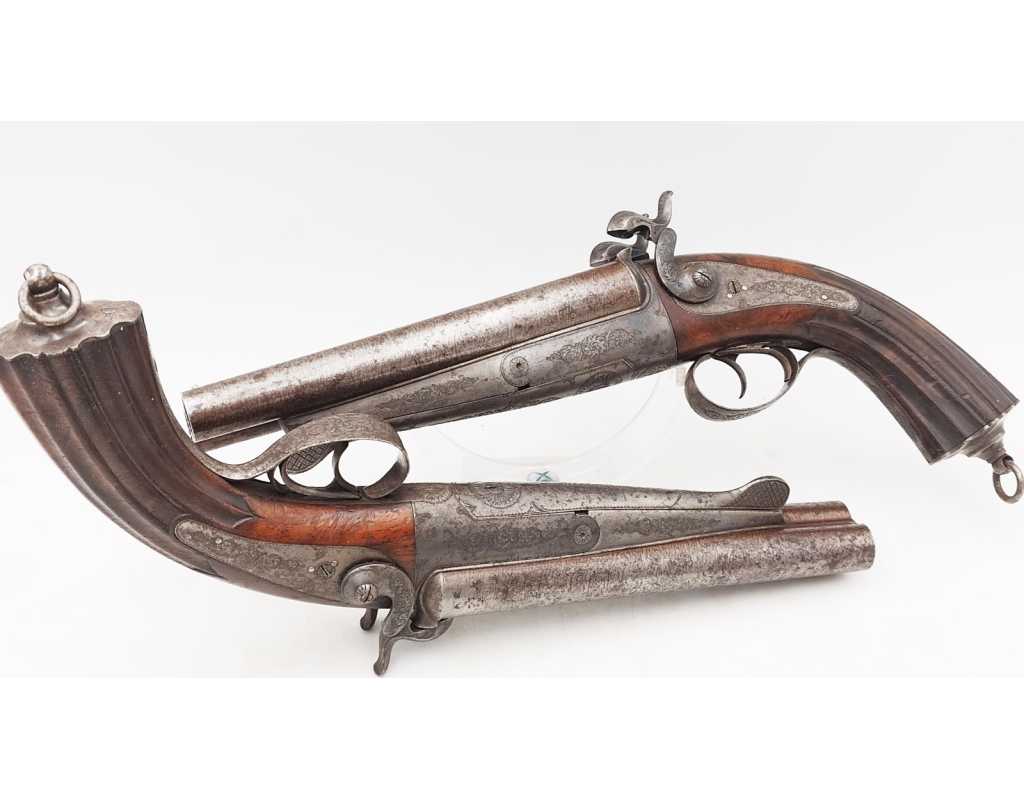 Armes de Poing PAIRE DE PISTOLETS DE VÉNERIE SYSTÈME LEFAUCHEUF CALIBRE BALLE RAYÉ 16/50 À BROCHE - FRANCE XIXè - 3