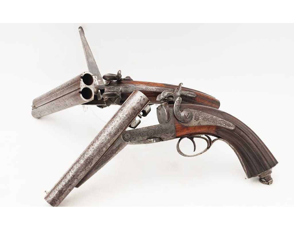 Armes de Poing PAIRE DE PISTOLETS DE VÉNERIE SYSTÈME LEFAUCHEUF CALIBRE BALLE RAYÉ 16/50 À BROCHE - FRANCE XIXè - 1